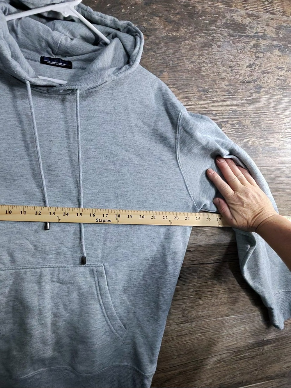 Blue Ice Men's Pullover Hoodie in Light Gray with Kangaroo Pocket - Picture 4 of 7